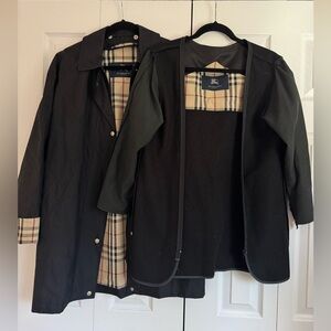 Burberry Rain Jacket With Wool Camel Hair Warmer Insert Detachable Hood Size 6